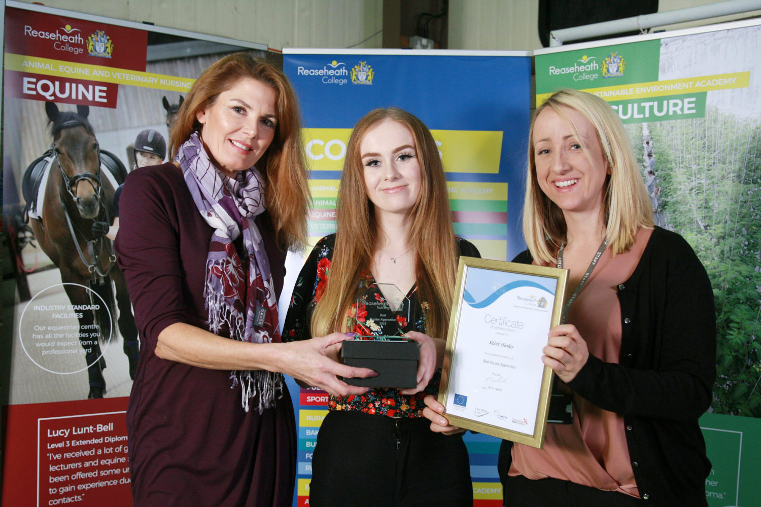 sponsor Jacqueline Smith, best equine apprentice Kelsie Heafey ...